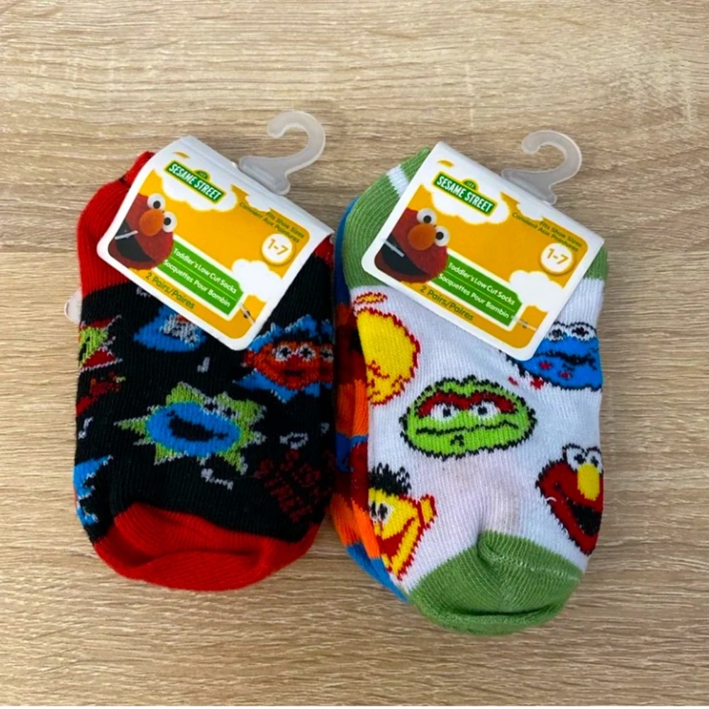 Sesame Street Toddler Socks Size 1-7 Bundles Set (4 Pairs) New
